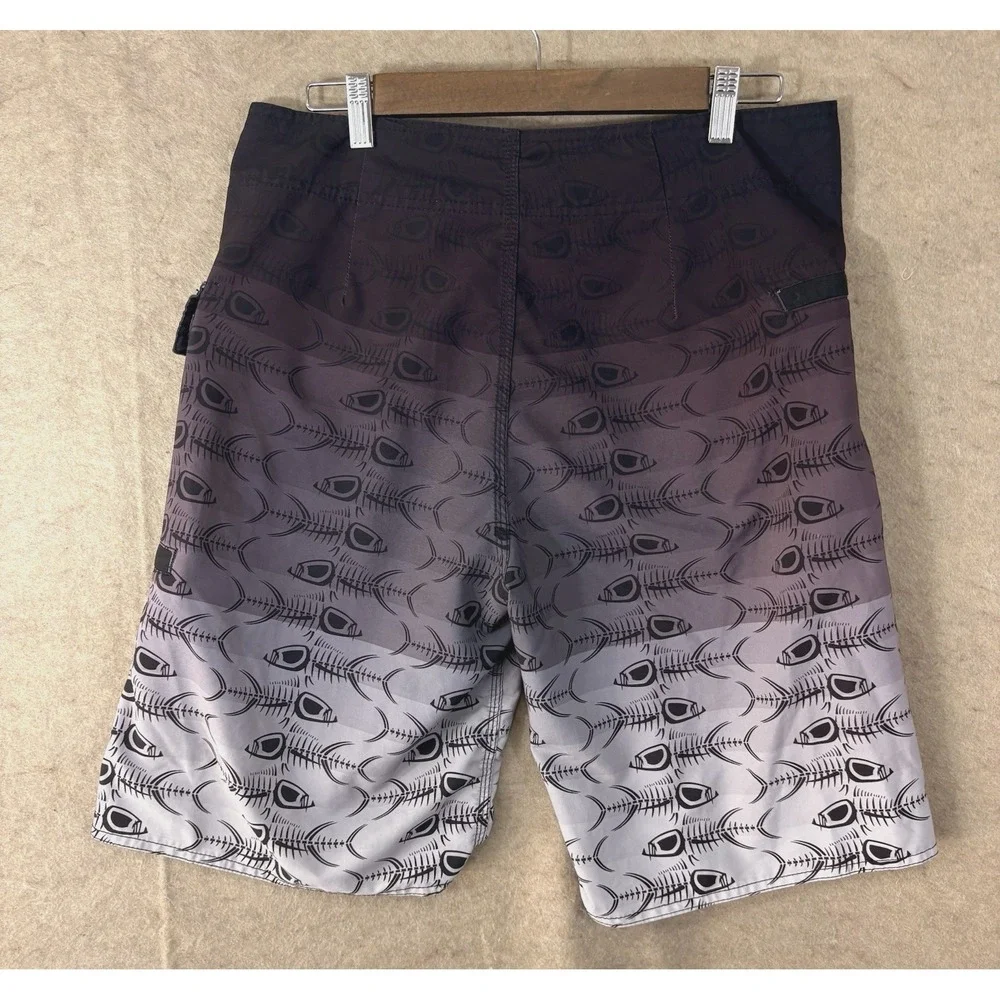 Tormenter‎ Board Shorts Mens Sz 32 Ombre Purple Fish Scales Pockets Stretch